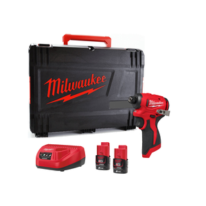 Milwaukee M12BLIDRC-202X 12V Compact Brushless Impact Driver, Kit - 2x 2Ah Batteries, Charger & Dynacase