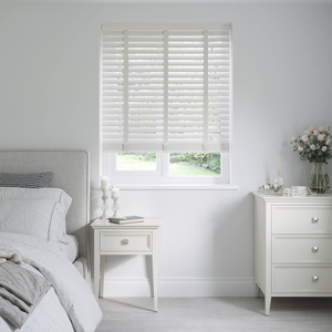 Warm White Faux Wooden Blinds 50mm With Tapes: 1183mm x 1170mm Recess