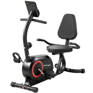 Sportnow Bicicleta Reclinada con 8 Niveles de Resistencia Ajustable Freno Magnético Pantalla LCD, Negro