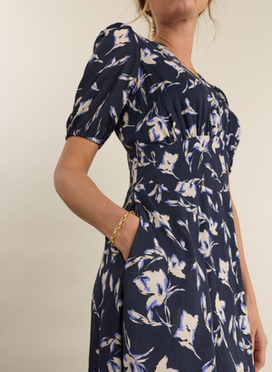 Myra A-line Dress - UK 12 | EU 38 | US 08 / Navy Floral