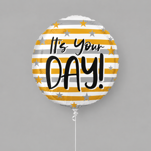 It's Your Day Gold & Silver Stripes Balloon