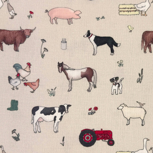 Emma Lawrence Farmyard Friends Fabric Linen