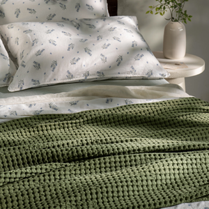 Olive Green Waffle Cotton Bedspread