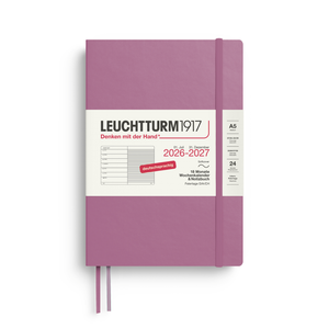 LEUCHTTURM1917 Weekly Planner & Notebook Medium (A5) 18 months 2026/2027 Softcover Dusty Rose