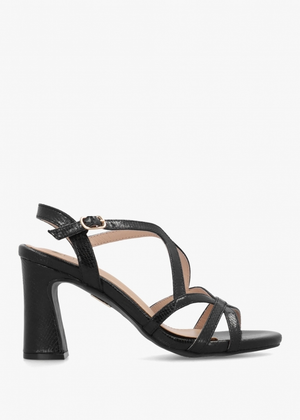 Missani Black Reptile Strappy Heeled Sandals