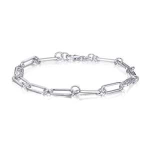 Sterling Silver Solid 4.5mm Flat Paperclip Link Bracelet