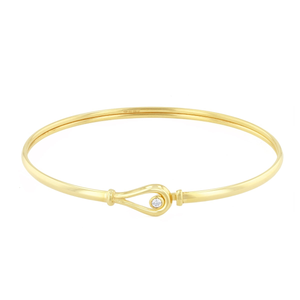 0.06ct Brilliant Cut Diamond Bangle | Pre-Loved | 9K Yellow Gold