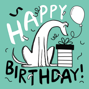 Moonpig Hand-Drawn Dog And Present Birthday Card