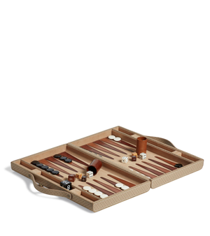 Bennet Leather Backgammon Set - Taupe
