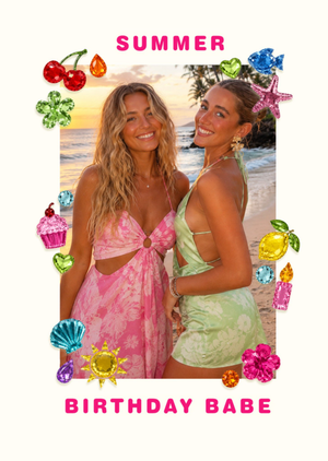 Summer Birthday Babe Gem Photo Upload Birthday Card