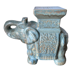 Turquoise Glazed Ceramic Elephant Plant Stand