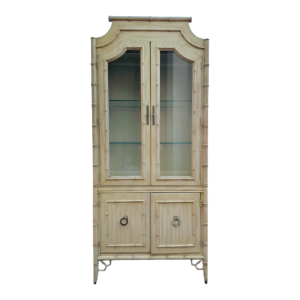 Vintage Faux Bamboo Display Cabinet Chinoiserie Style