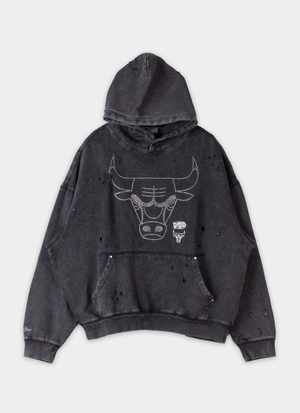 Mitchell & Ness NBA Chicago Bulls Distressed Rhinestone Logo Hoodie