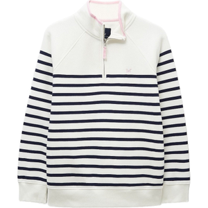 Crew Clothing Womens Half Zip Striped Sweatshirt - 12 / White & Navy - 12 / White & Navy