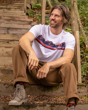 Mountain Mens Retro Stripe Short Sleeve T-Shirt In White