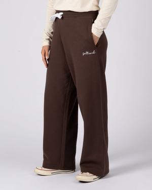 Essential Womens Joggers Wide Leg in Brown