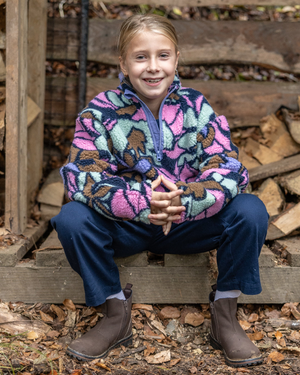 Fleur Kids 1/4 Neck Sherpa Fleece in Multi