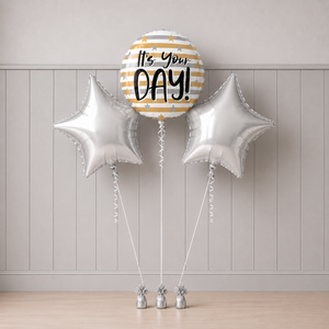 It's Your Day Balloon & Silver Stars Trio