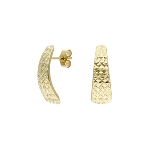 Pre-Owned 9ct Yellow Gold Textured Curved Bar Stud Earrings