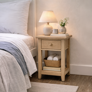 Westbrook Whitewash Oak 1 Drawer Bedside Table