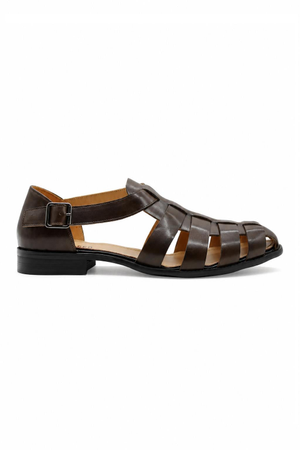 Luke - Dark Brown Handmade Real Leather Fisherman Sandals