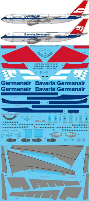 26 Decals STS44418 1:144 Germanair/Bavaria Germanair Airbus A300B4