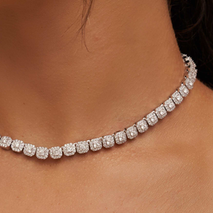 Micro Clustered Tennis Chain in White Gold - 6mm