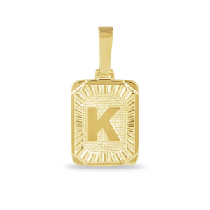 Square Initial Pendant in Yellow Gold