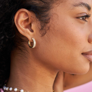 Double Row Hoop Earrings in Yellow Gold