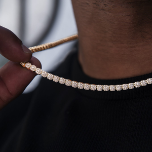 Iced Mini Clustered Tennis Necklace in Yellow Gold