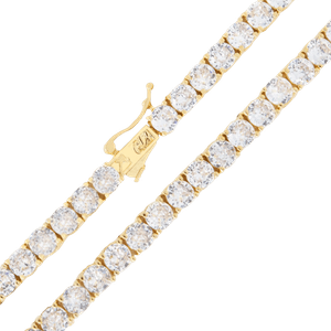 Diamond Tennis Necklace in Yellow Gold- 5mm