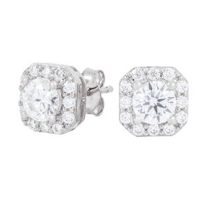 Micro Clustered Moissanite Earrings in Sterling Silver