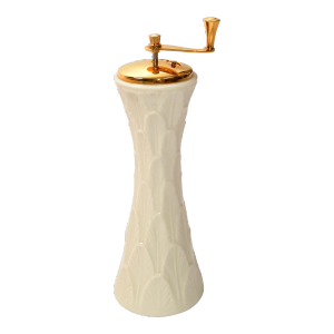 1960s Mid-Century Modern Lenox Glenwood Collection Ivory Pepper Mill Porcelain Gold Hardware