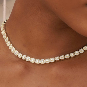 Micro Clustered Tennis Chain in Yellow Gold - 6mm