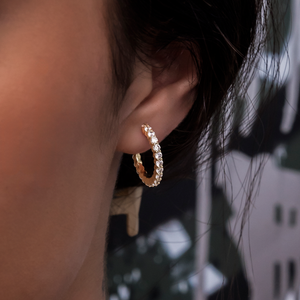 Eternity Hoop Earrings in Yellow Gold-2MM