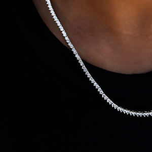 3 Prong Tennis Chain in White Gold -2mm