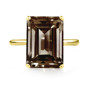 Yellow Gold Vermeil Smoky Quartz Cocktail Ring (O 1/2 (UK))