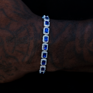 7MM Sapphire Cushion Cut Tennis Bracelet - White Gold