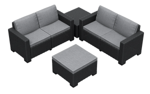 California 4 Seater Double Lounge Set - Grey