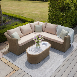 Maze - Winchester Small Rattan Corner Sofa Set - Ceramic Glass