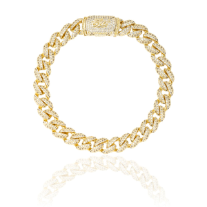 Women's Moissanite Diamond Cuban Bracelet in Yellow Gold Vermeil - 8.5MM