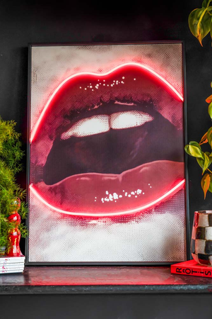 Bold Red Lip Neon Wall Art