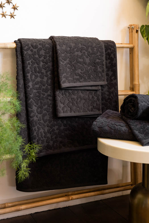 Leopard Jacquard Towel in Jet Black - Available in 4 Sizes