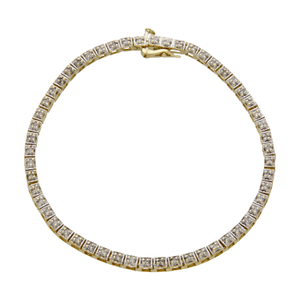 Pre-Owned 9ct Yellow Gold 7.5" Diamond Tennis Bracelet