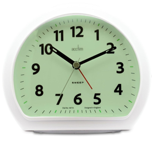 Acctim Colm Smartlite Alarm Clock White | Silent Sweep Analogue Alarm Clock