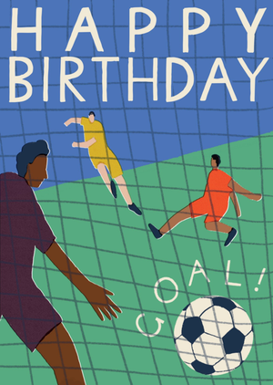 Vintage Illustrated Football Goal Birthday Card