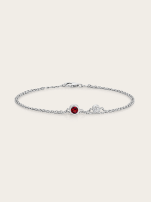 Kaia Lab Ruby & Diamond Sterling Silver Double Chain Bracelet