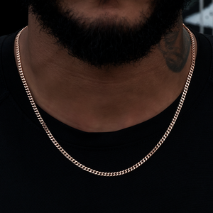 3MM Micro Cuban Necklace in Rose Gold