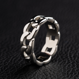Cuban Band Ring in White Gold - 7mm