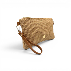 Priya Italian Raffia Clutch Bag Classic Beige (one size)